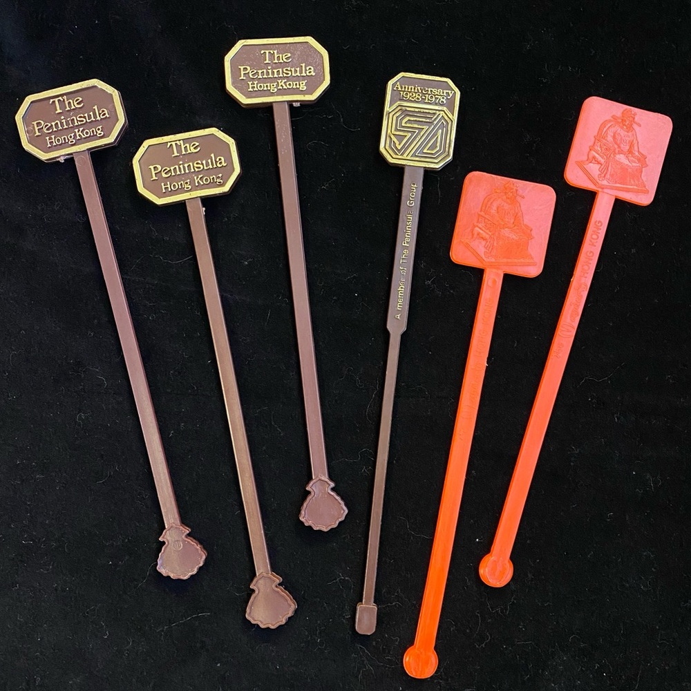 Vintage Lot of 6, Hong Kong, Swizzle Sticks/Stirrer Sticks
